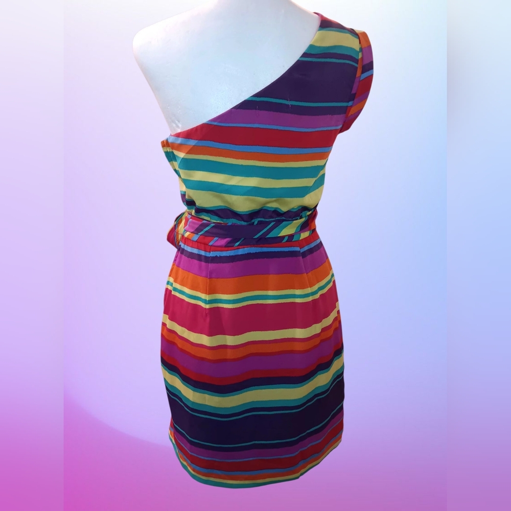 Colorful Striped One-Shoulder Dress - Picture 2 of 3